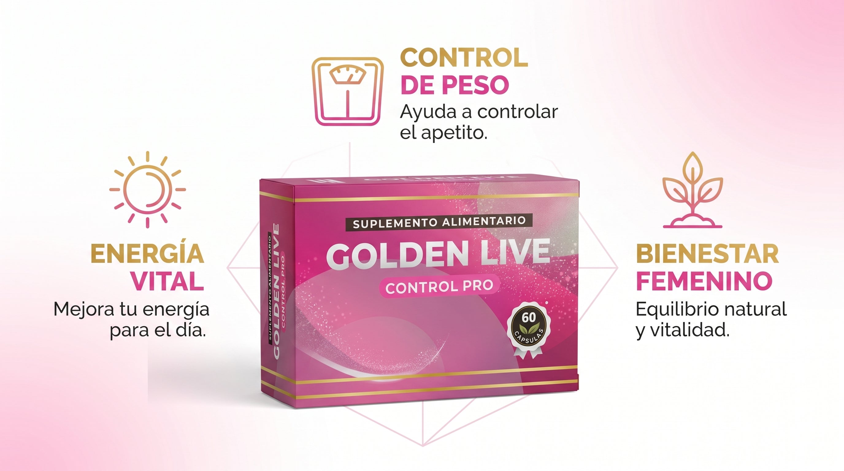 Golden Live Control Pro - Beneficios: energía, control de peso, bienestar femenino
